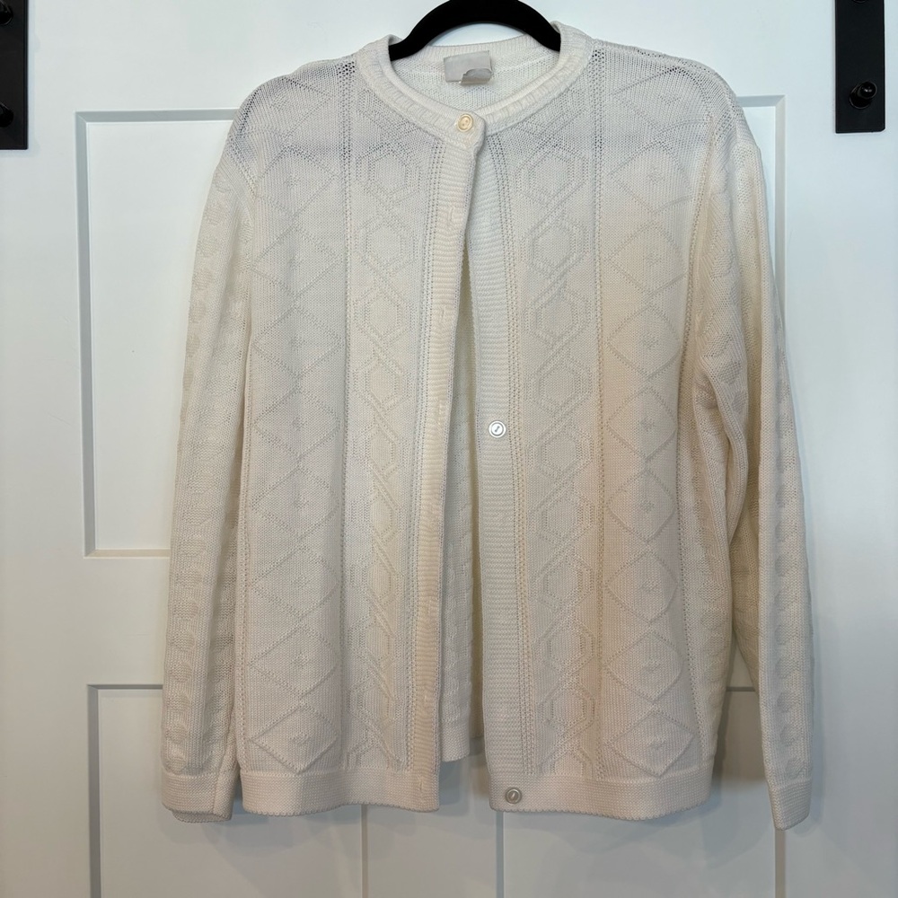 Vintage Carriage Court Sz.L Full Button Knitted Cardigan Missing 5 Buttons USA